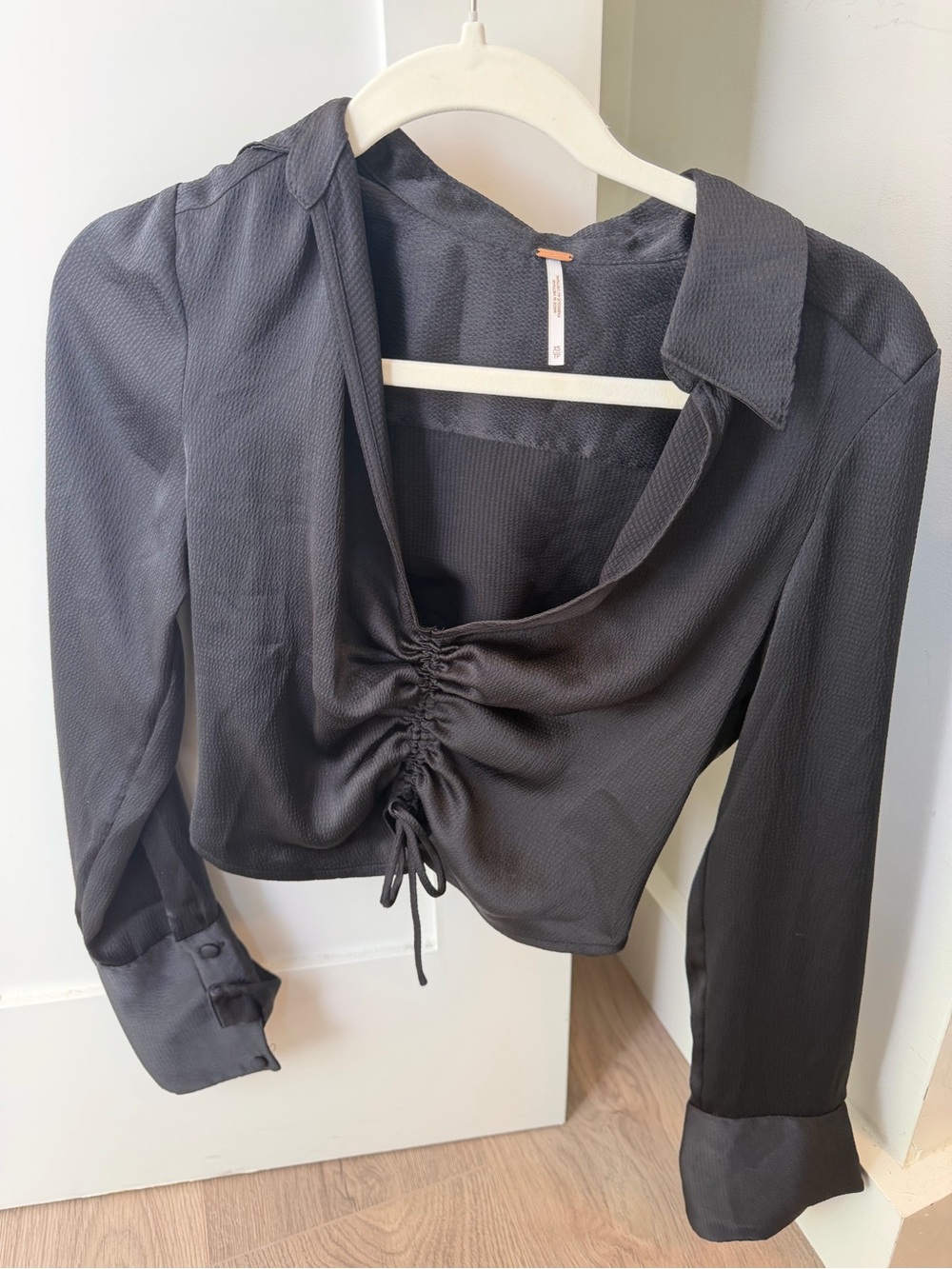 Free People Silk Black Top